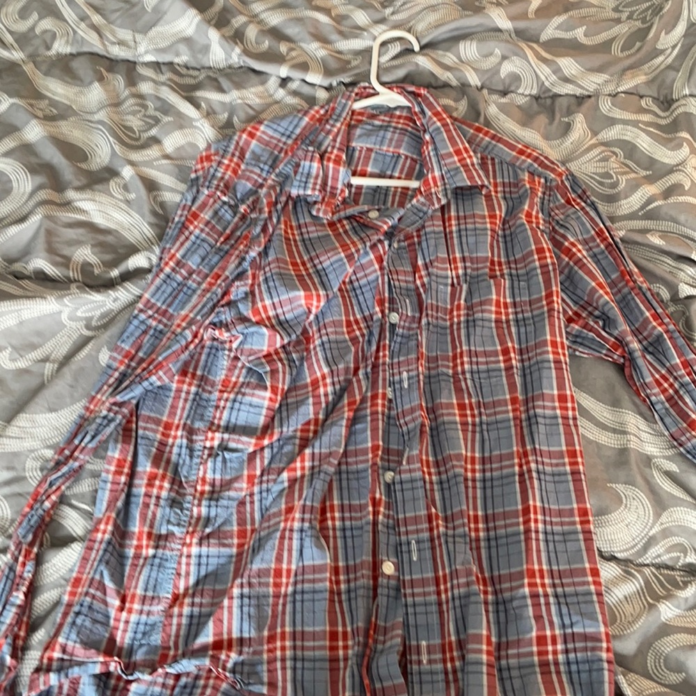 J Crew Men’s blue and red button up
